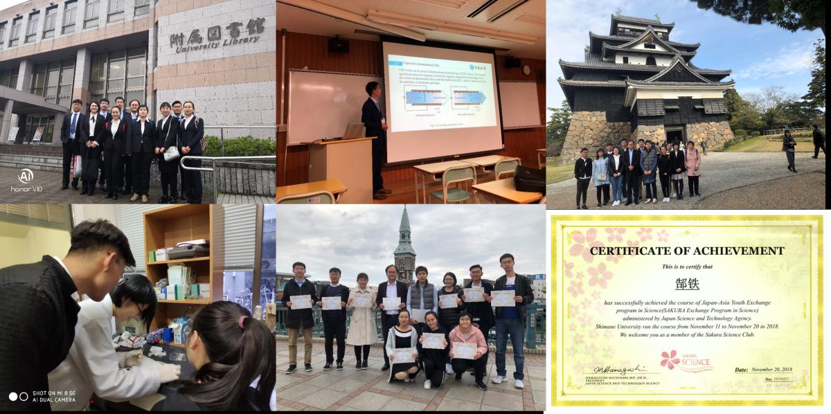 图2. 交流团学生参加的主要活动并颁发樱花计划结业证书